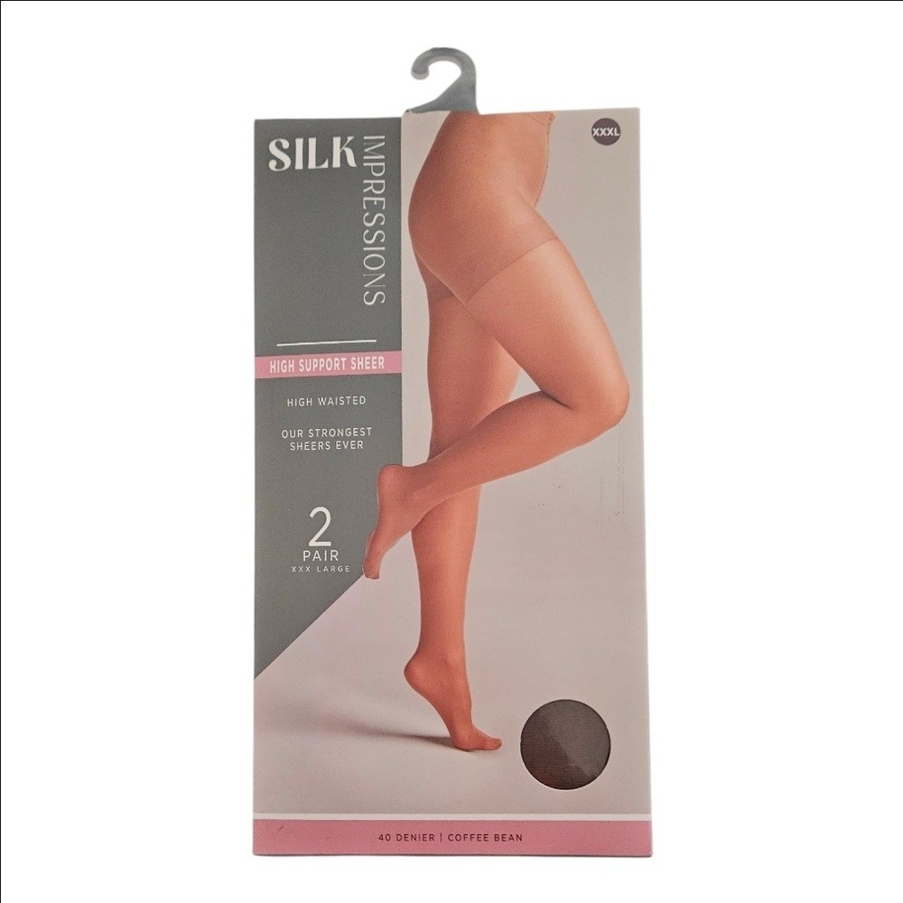 Silk Impressions High Support Sheer Tights 2 Pair Coffee Bean XXXL 40 Denier